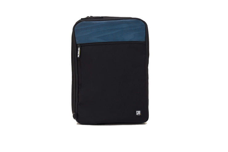 SPP Sacoche Bureau extensible modulable, éco-conçue au style épuré, version bleu nuit, Face Sac à dos 